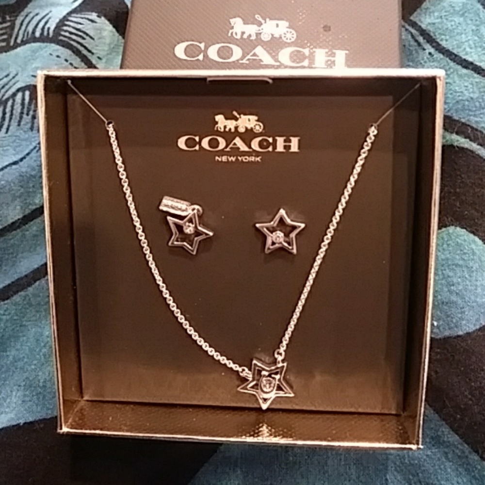 Coach star necklace and earing set